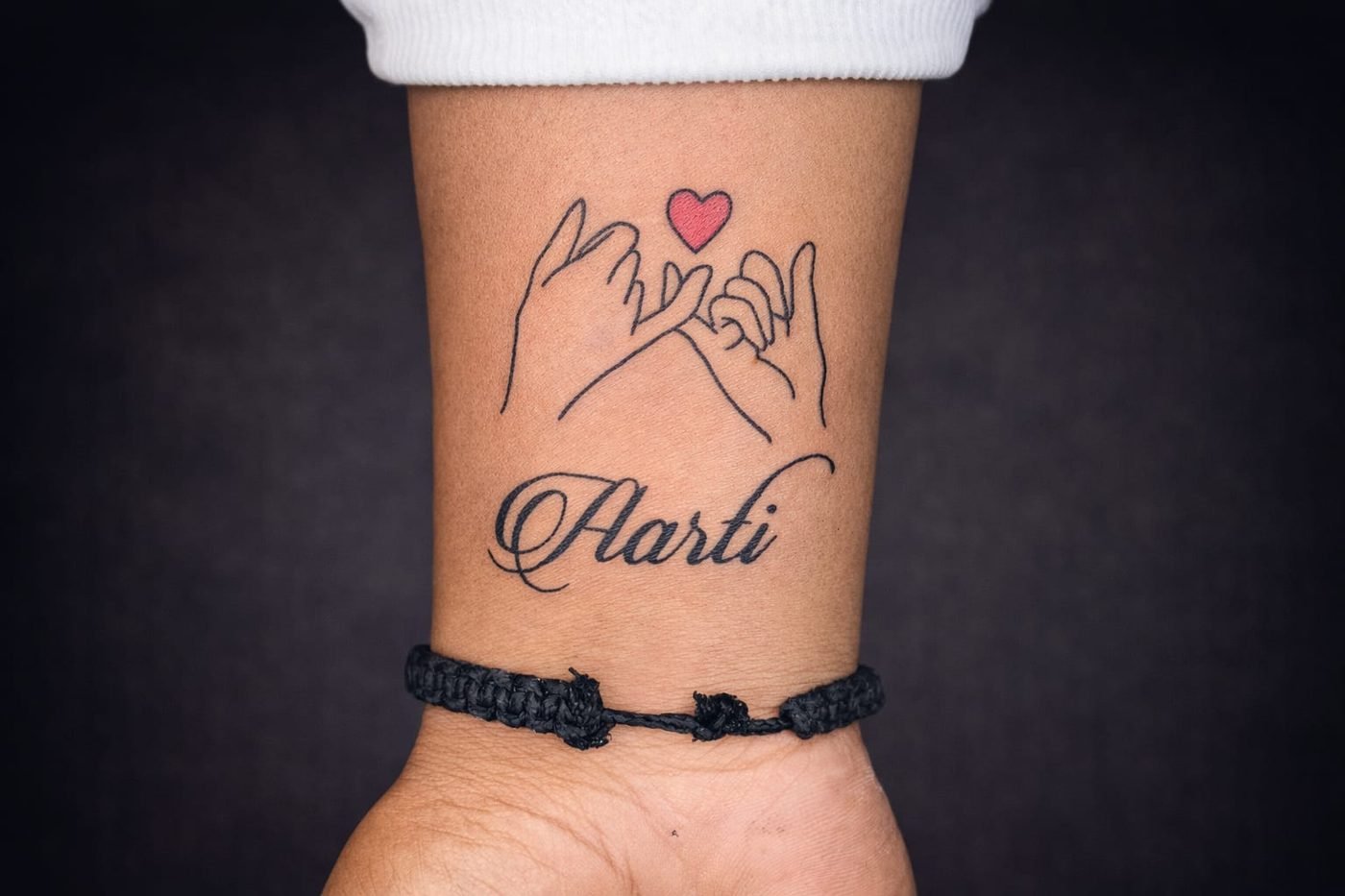 Custom pinky promise hand tattoo design